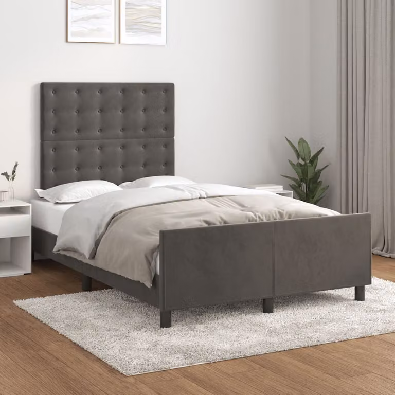 vidaXL Giroletto senza Materasso in Velluto Grigio L: 120 cm, P: 200 cm
