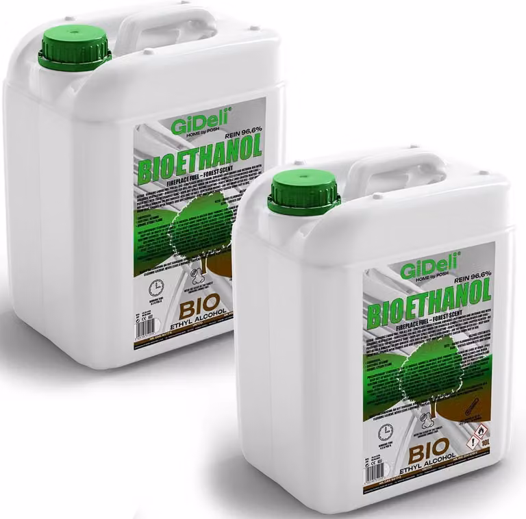 Bioetanolo profumato alla foresta 96,6% 20L per caminetti universali senza fumo e senza fuliggine GiDeli