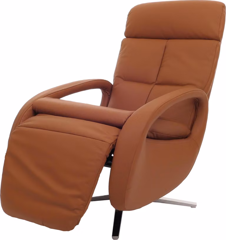 Poltrona relax HWC-L11, design, poltrona per TV, poltrona reclinabile, con funzione reclinabile, girevole, colore marrone