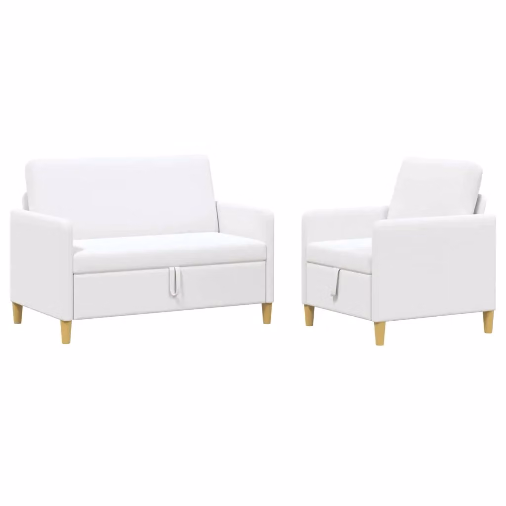 Set di 2 divani moderni vidaXL con contenitore e seduta sollevabile in tessuto bianco e marrone per soggiorno – 2