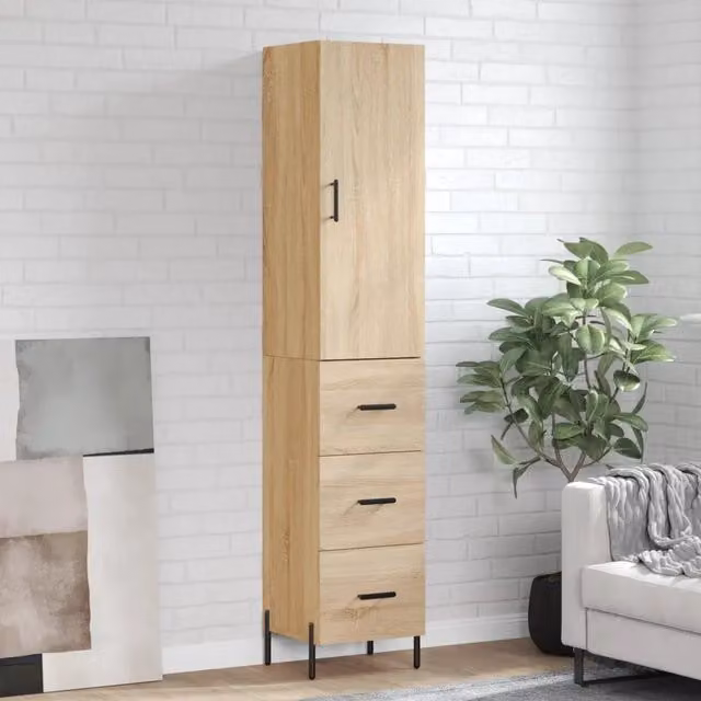 Credenza Buffet Armadio da Cucina Design Mania in Legno Rovere Sonoma Marrone L: 34,5 cm, P: 34 cm, H: 180 cm