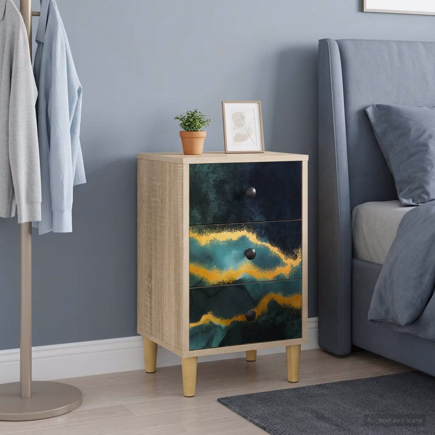 Armadio da notte moderno vidaXL WIJHE in MDF, Rovere Sonoma, L: 36 cm, P: 33 cm, H: 60 cm
