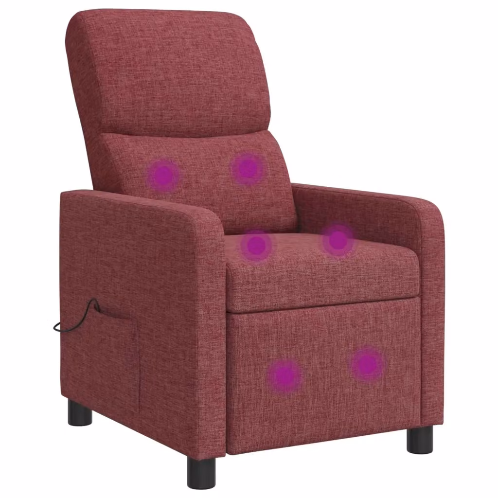 Poltrona reclinabile elettrica moderna in tessuto rosso con braccioli per living o home office – 2