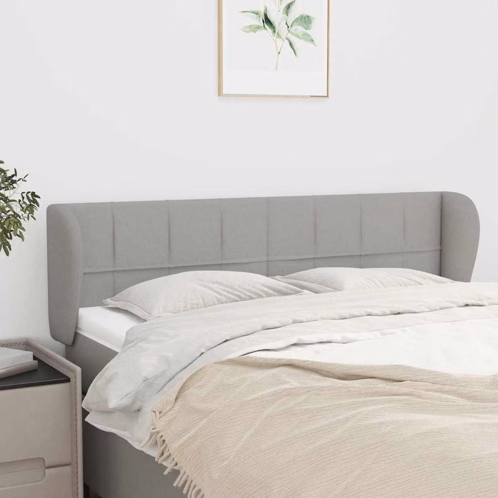 Testiera ad orecchio vidaXL in tessuto grigio chiaro con struttura in legno L: 147 cm, P: 23 cm, H: 78/88 cm