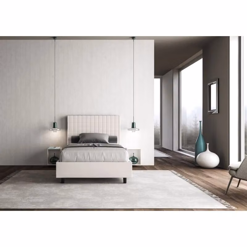 Letto imbottito Sunny Ityhome in similpelle bianco con rete, L/P/H: 125 x 220 x 122 cm – 2