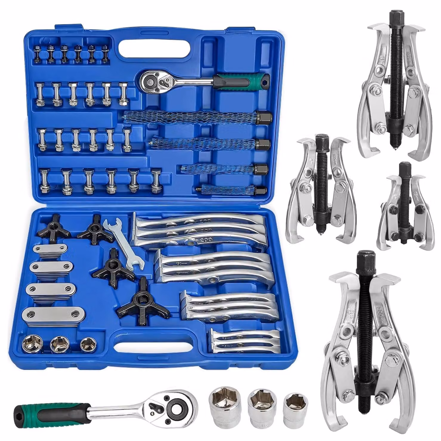 Set universale per la rimozione di cuscinetti, dotato di bracci estrattori reversibili