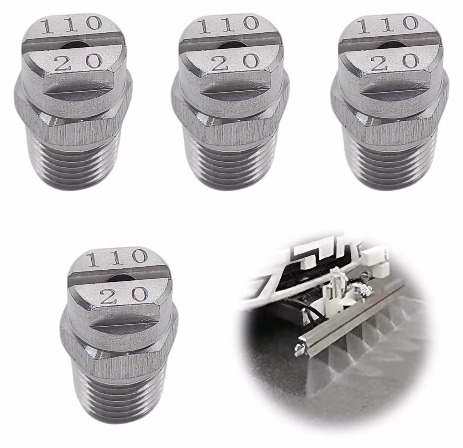 4 ugelli per idropulitrice, angolo di 110 gradi, apertura di 2,8 mm, filettatura esterna 1/4BSPT