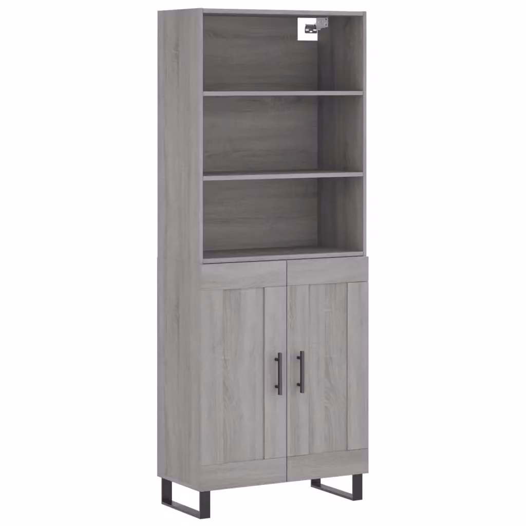 Credenza moderna vidaXL in legno e metallo Grigio, L: 69,5 cm, P: 34 cm, H: 180 cm – 2