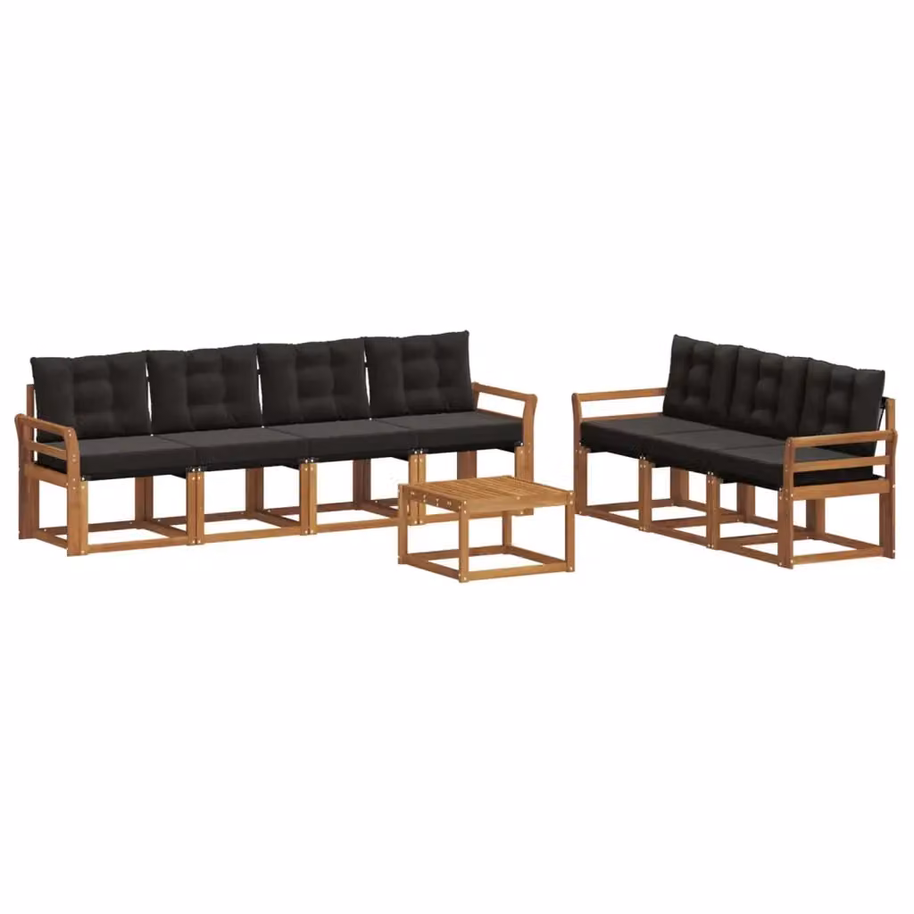 Set di divani da esterno 8 pezzi vidaXL in legno di acacia e textilene, colore naturale e nero – 2