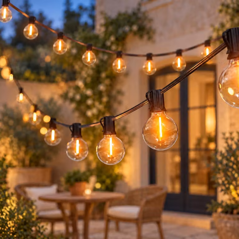 Catena luminosa a LED, 54 metri, 80+20 lampadine G40, grado di protezione IP54, luce bianco caldo