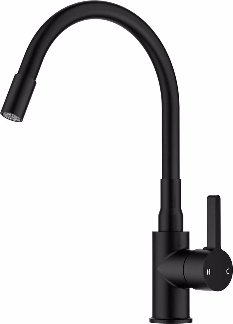FORIOUS Rubinetto flessibile nero ruotabile a 360° Rubinetto da cucina in acciaio inox