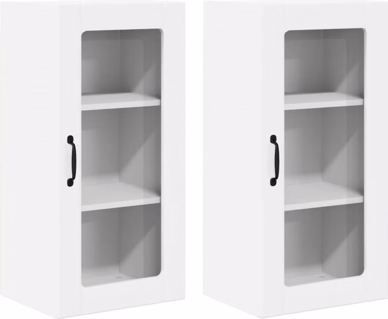 Mobile in vetro da parete PORTO 2 pcs Bianco Lucido