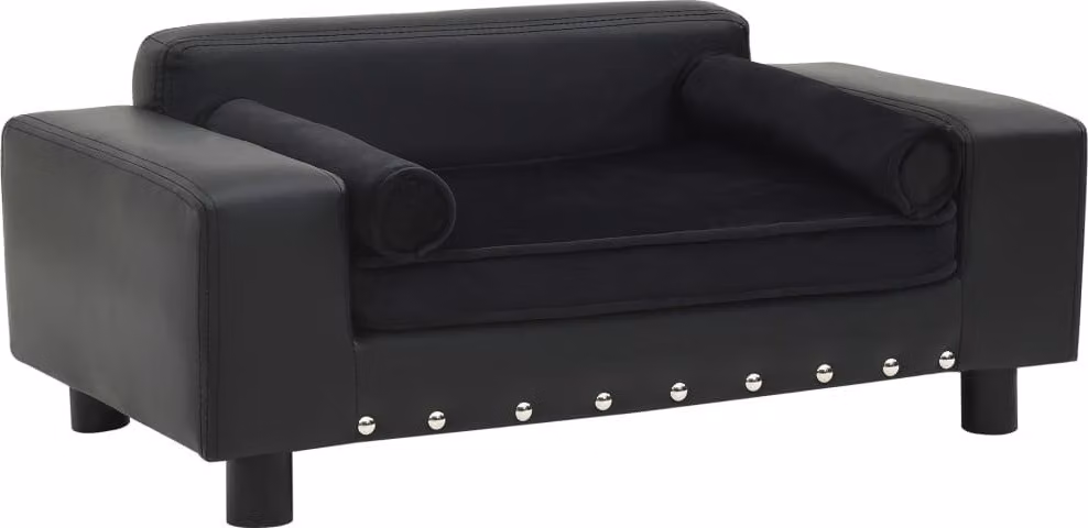 Divano per cani nero 81x43x31 cm in peluche e Pelle finta