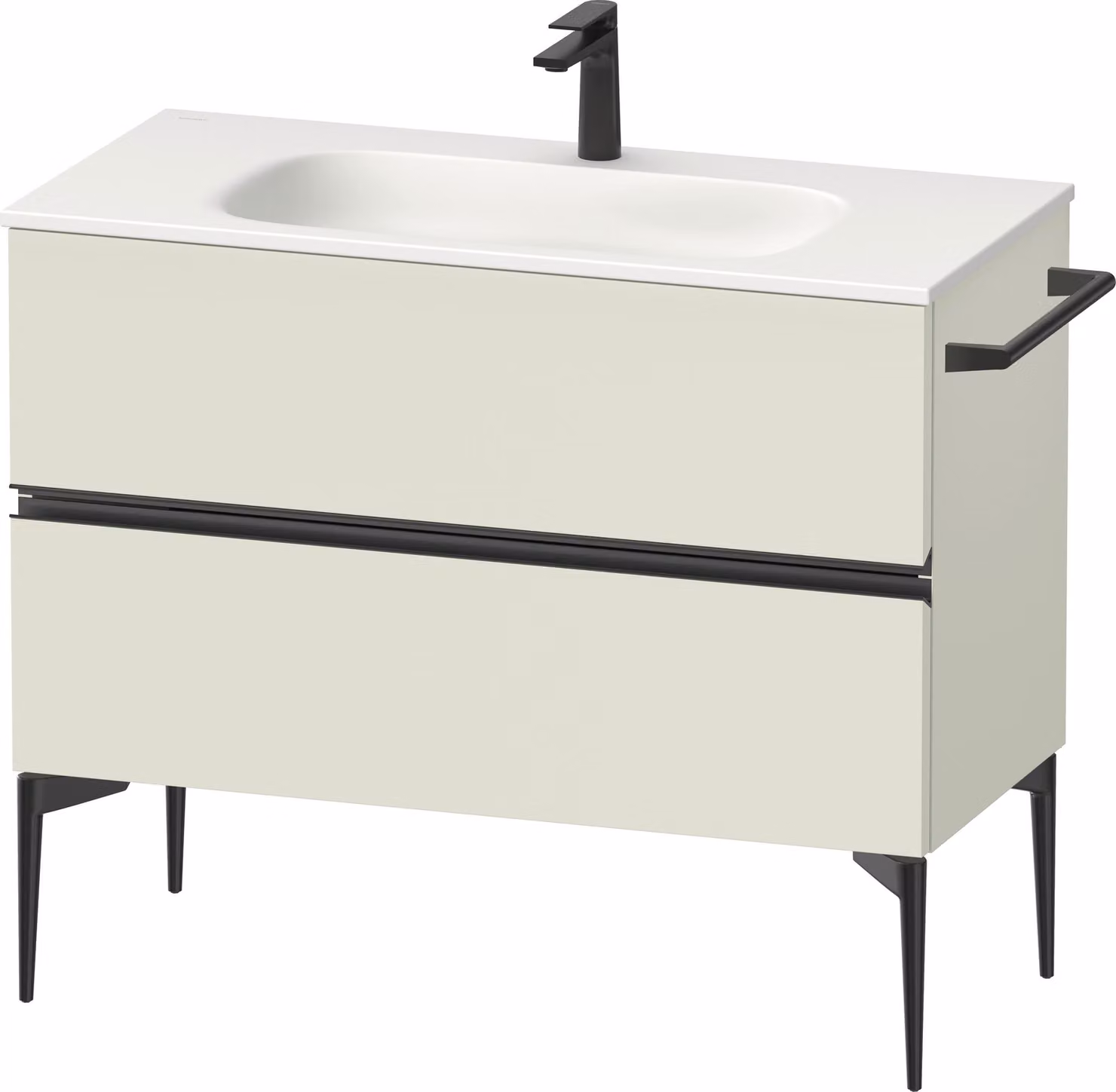 Duravit Sivida Meuble sous-lavabo, 2 tiroirs, poignée encastrée noir diamant mat, 1010x477x592mm, pour Sivida, SV46520BDHH0000, SV46520BDHH0000