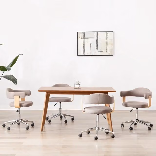 Sedie da Pranzo Girevoli 4 pz Grigio Talpa in Legno e Tessuto 3054906