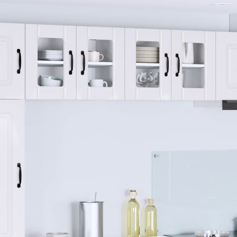 Mobile da parete LUCCA vidaXL in MDF e vetro, Bianco Lucido, 2 pezzi, L: 60 cm, P: 40 cm, H: 60 cm