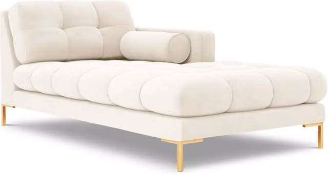 Chaise longue destra Bali di Cosmopolitan Design in velluto beige chiaro, L/P/H: 164 x 102 x 75 cm