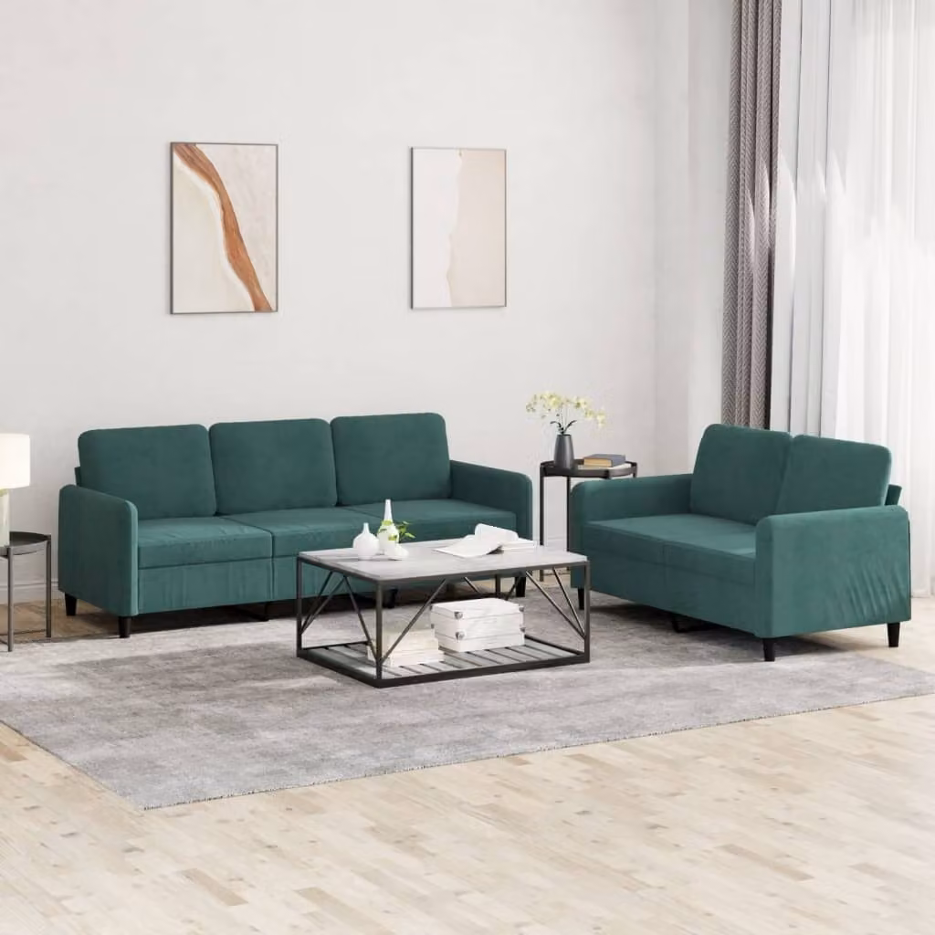 Maison Exclusive - Set divano a 2 posti in velluto verde scuro