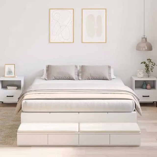 Letto con contenitore e cassetti vidaXL in legno bianco per adulti L/P: 140 x 200 cm