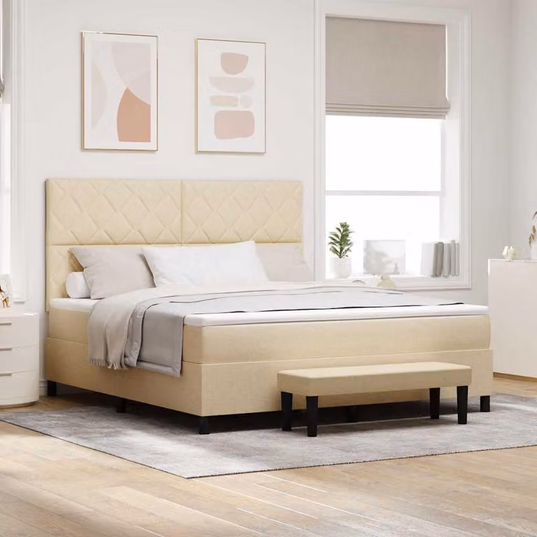 Maison Exclusive - Letto boxspring con testiera color crema 180 x 200 cm in tessuto