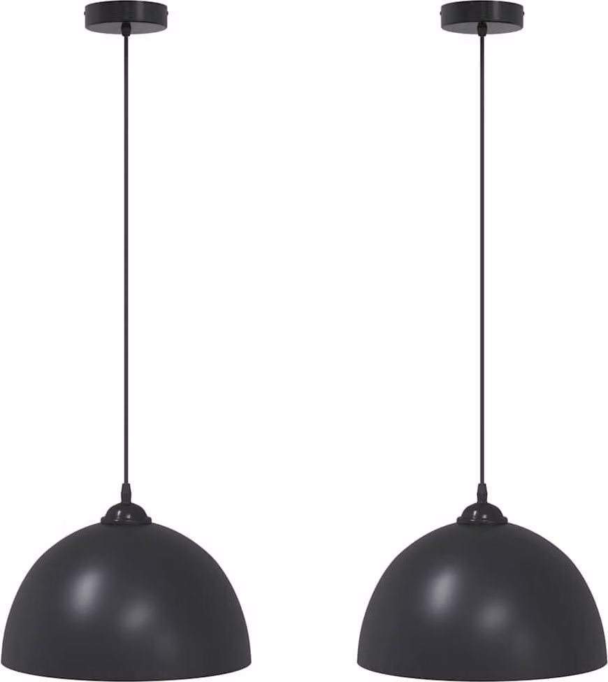 Lampada a Sospensione 2 pz Regolabile E27 Nero Ø 30 cm Metallo