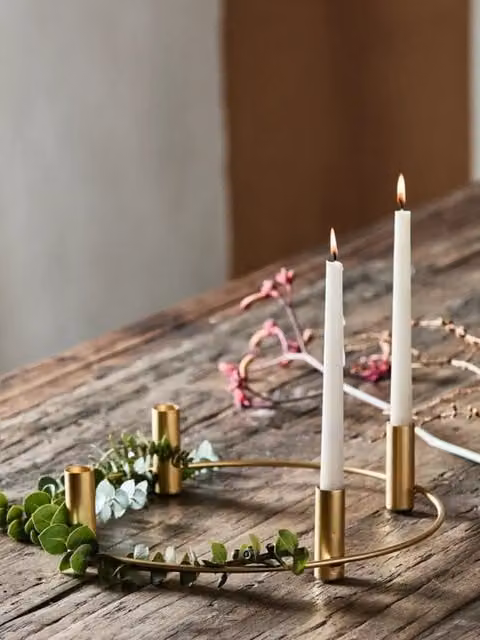Portacandele da tavolo Kenay Home per Natale, metallo color oro, moderno