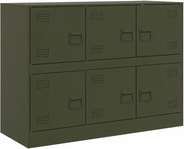 Credenza Buffet da pranzo in metallo Verde Oliva L: 99 cm, P: 39 cm, H: 73 cm