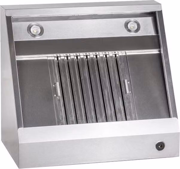 Cappa aspirante a parete KBS con motore, 1200x700x450 mm, forma trapezoidale, predisposta per il collegamento, tipo di filtro F2