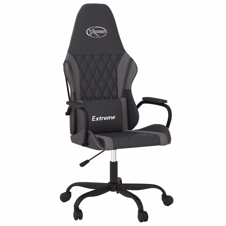 Sedia da Gaming Massaggiante Nero e Grigio in Pelle finta