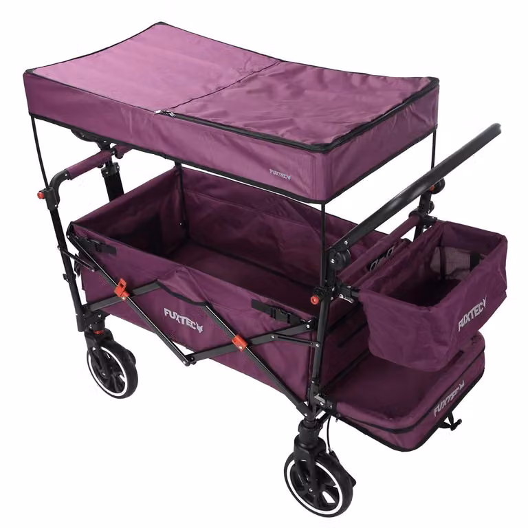 Fuxtec carrello pieghevole premium per il trasporto dei bambini con tettuccio CT850 VIOLA Purpur