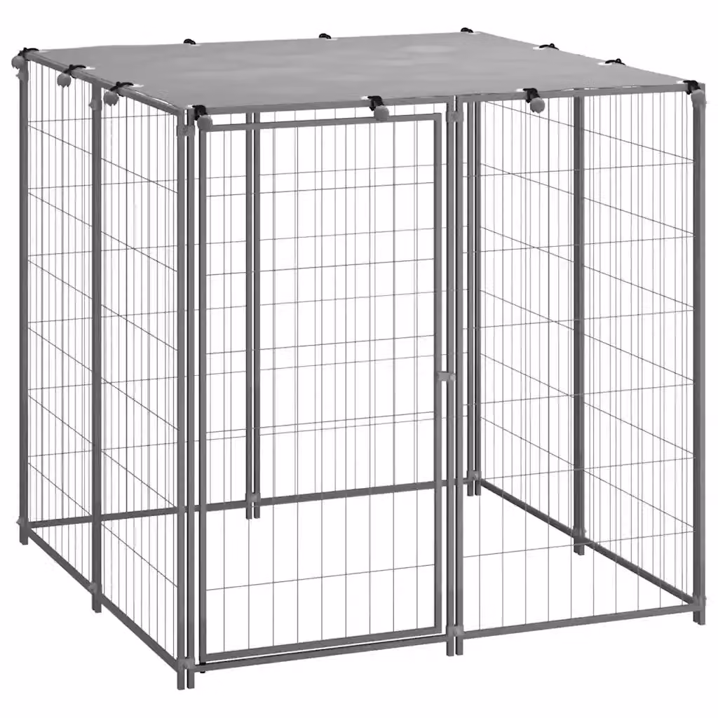 Cuccia per cani vidaXL in metallo grigio argento resistente alle intemperie L: 110 cm, P: 110 cm, H: 110 cm – 2
