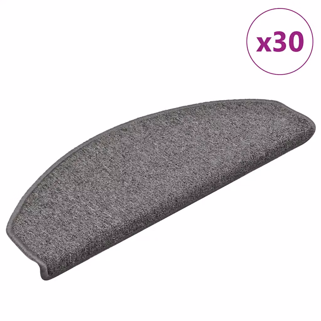 Set di 30 tappetini per scale semicircolari vidaXL, antiscivolo e autoadesivi, in polipropilene, Grigio e Nero, L: 65 cm, P: 24 cm, H: 4 cm