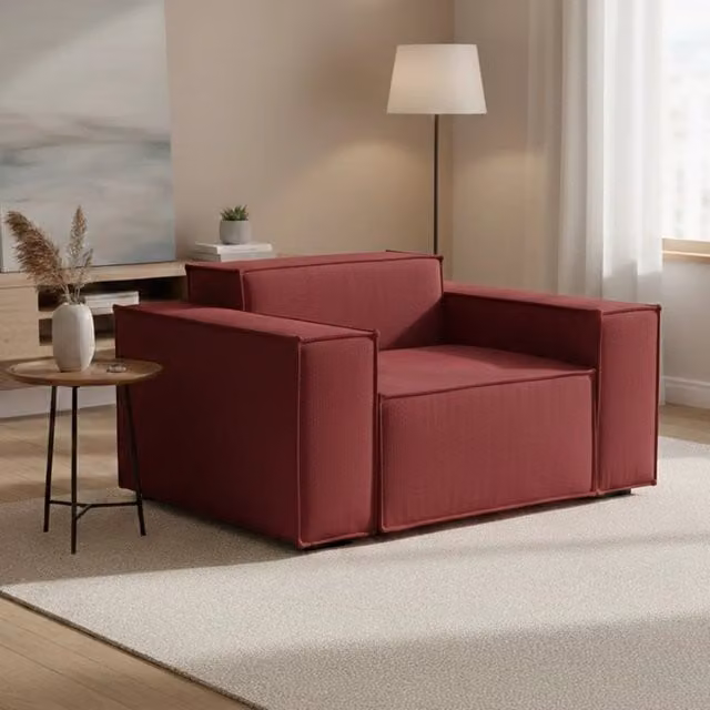 Poltrona relax Rodonite Talamo Italia in tessuto rosso con struttura in legno, L: 160 cm, P: 95 cm, H: 70 cm – 1