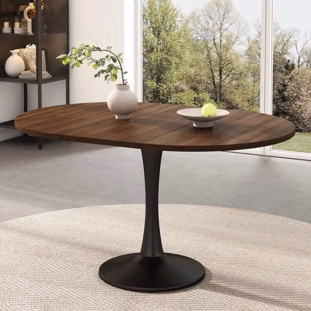Tavolo da pranzo allungabile ovale ¨C Minimal ¨C Effetto noce 100/140x100x75 cm