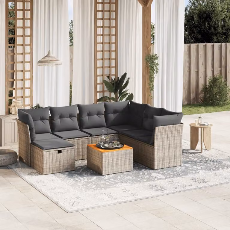 Maison Exclusive - Set da giardino 8 pezzi con cuscini grigio in polyrattan