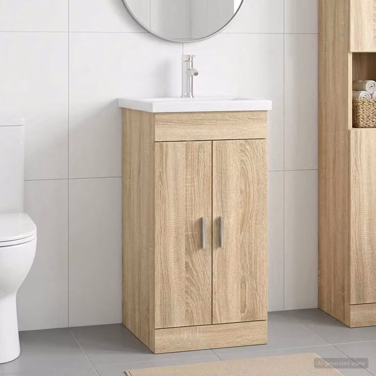 Mobile da bagno con lavabo vidaXL in Rovere Sonoma, moderno e autoportante, L/P/H: 42 x 40 x 84,5 cm