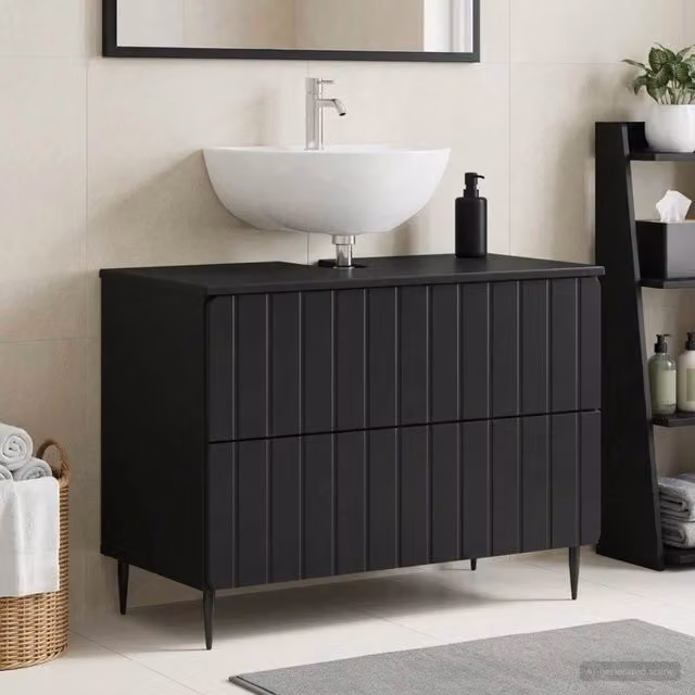Armadio per lavabo da bagno moderno vidaXL nero con ante e cassetti L: 82 cm, P: 41 cm, H: 58,5 cm – 1