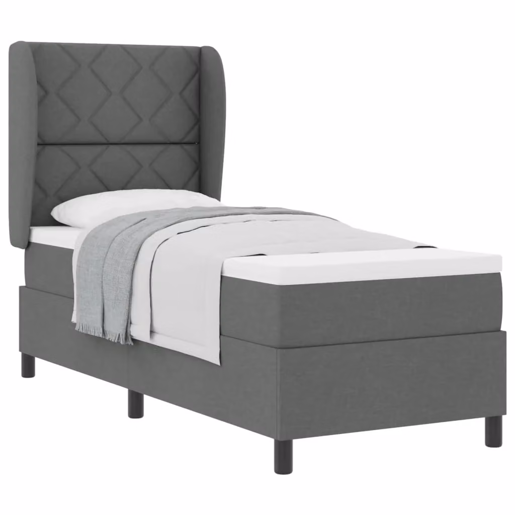 Letto a molle moderno vidaXL con testiera in tessuto grigio, L/P/H: 80 x 200 cm – 2