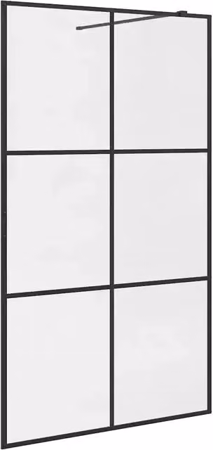Parete per Doccia Walk-in Vetro Trasparente ESG 115x195cm Nera CFW6256395