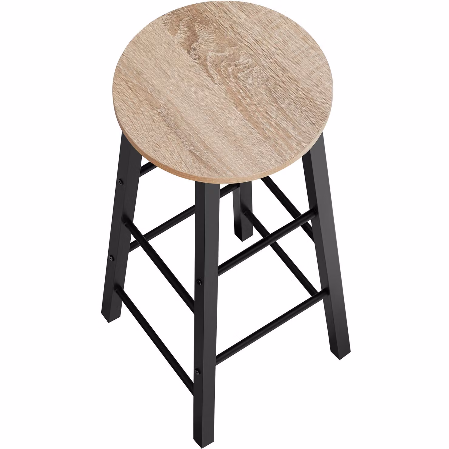 Sgabelli da bar Keynes di tectake in stile industriale con finitura rovere e struttura in metallo nero, colore marrone e nero, H: 72.5 cm, L: 31.0 cm, P: 31.0 cm – 3