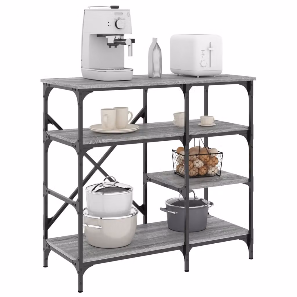 Cucina Mobile Industrial vidaXL Grigio Sonoma in Legno e Metallo L: 90 cm, P: 40 cm, H: 84 cm