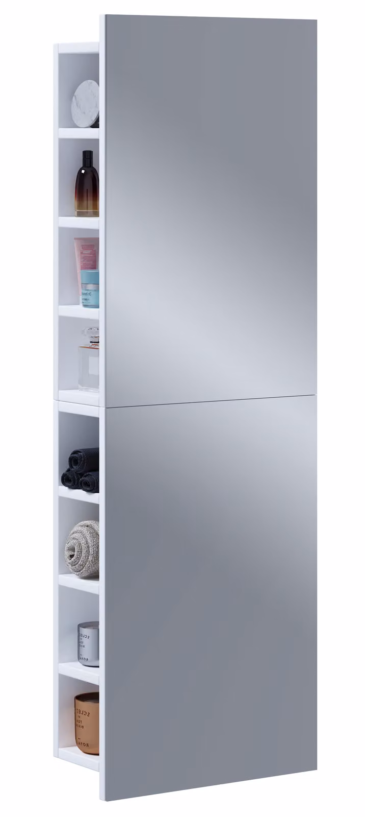 Armadio bagno senza tempo | Dimensioni ca. H. 118 x W. 40 x D. 15 cm | spazio di archiviazione sufficiente | Armadio a specchio - Flandu XL