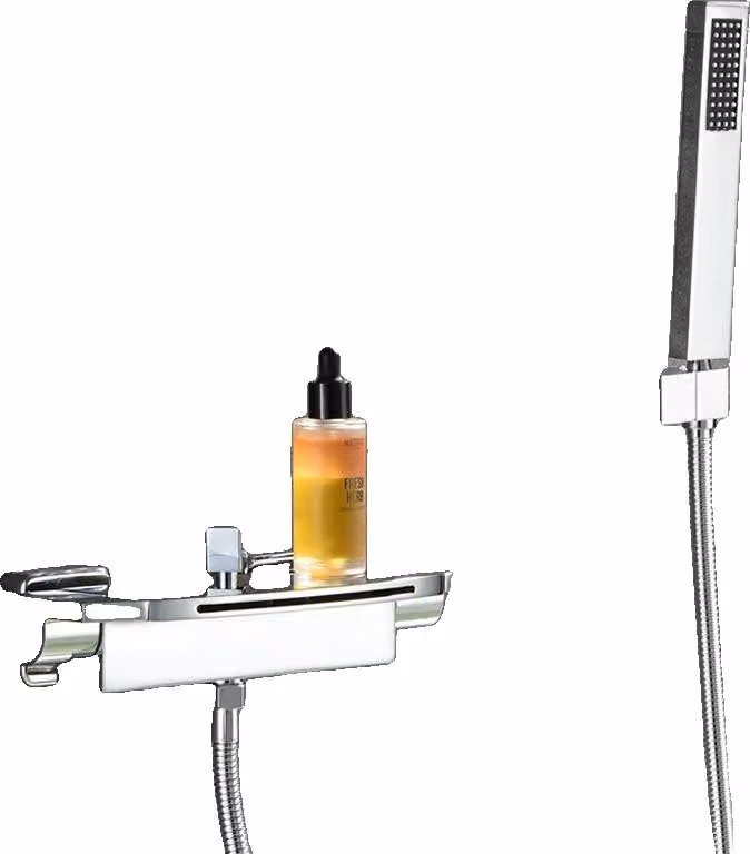 Miscelatore per vasca, superficie galvanica, supporto singolo con doppio comando, design contemporaneo, finitura cromata
