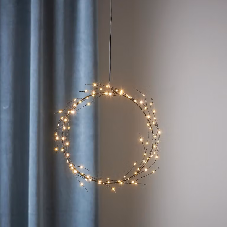 Ghirlanda luminosa a LED Nike - 95 LED bianco caldo - diametro: 24 cm - per interni - nera