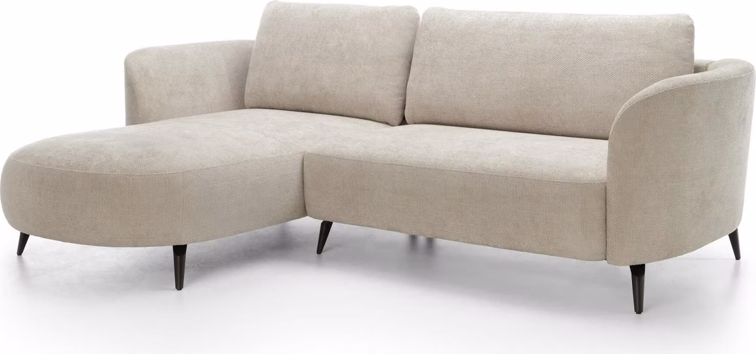 FURNLUX Divano angolare Amalfi Beige e Nero 260cm / Colore principale: Beige / Dimensioni: 260 x 86 x 180 cm