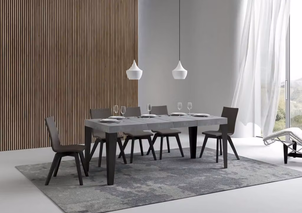 Tavolo allungabile Flaris Premium in cemento con telaio in metallo antracite L/P: 130 x 90 cm, estensibile fino a 234 cm – 2