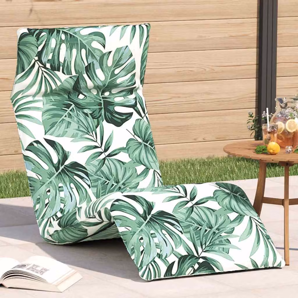 vidaXL Lettino Pieghevole con Motivo Floreale Verde, Tessuto Oxford e Struttura in Acciaio, L 175 x P 54 x H 8,5 cm