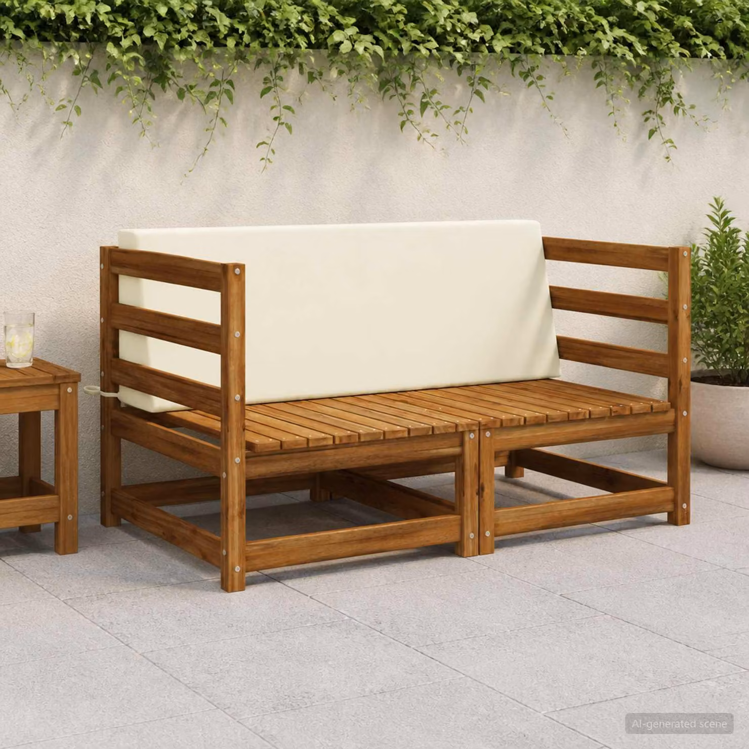 Cuscino schienale vidaXL SOEST in poliestere, beige, L 120 x P 40 x H 20 cm