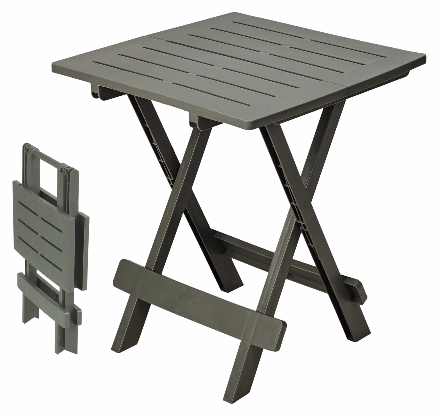 Tavolino pieghevole in plastica, 45 x 43 cm, colore verde bosco, ideale per l'esterno