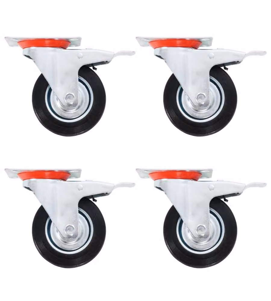 Ruote Girevoli con Doppio Freno 4 pz 100 mm